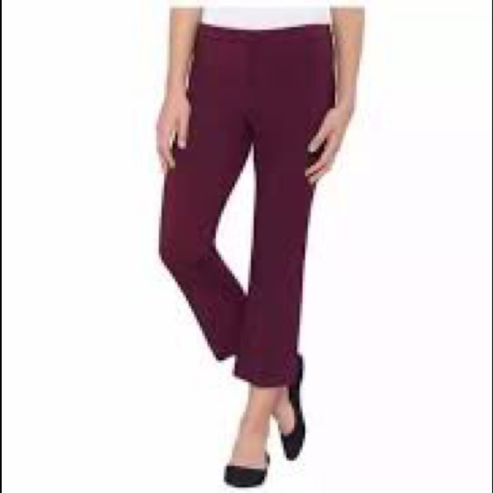 Max&Mia Crop Dress Work Pants Burgundy Large NWT Petites